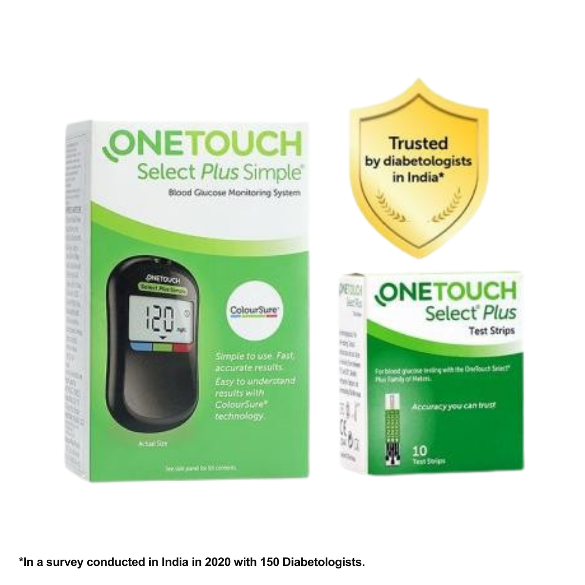 One touch Select Plus Glucometer with 25 strips